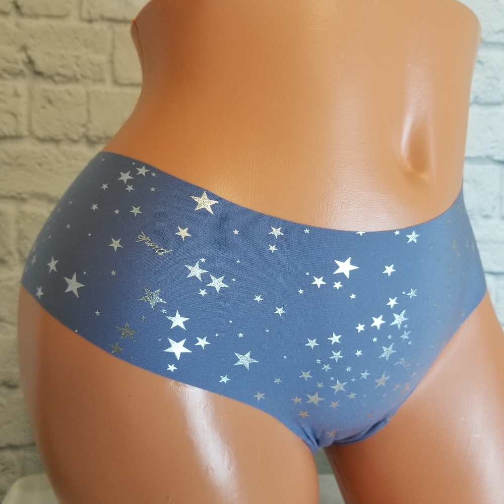 PINK Victoria's Secret Bling Stars Logo Cheekster Panty Medium New